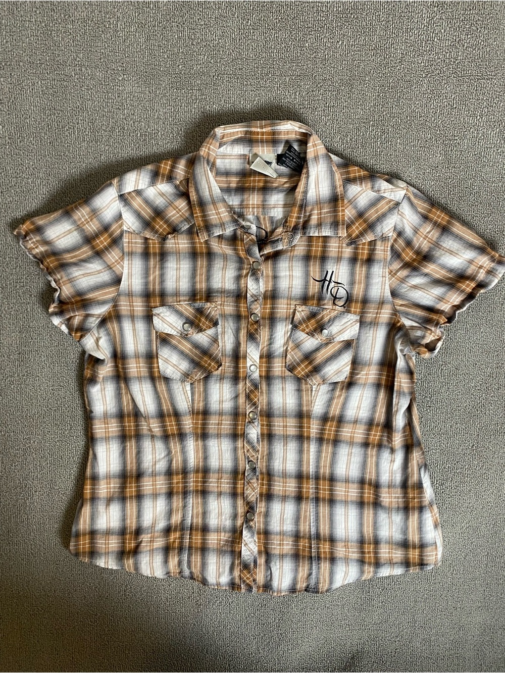 Harley-Davidson Plaid Short-Sleeve 110 Year Anniversary Button-Down Shirt